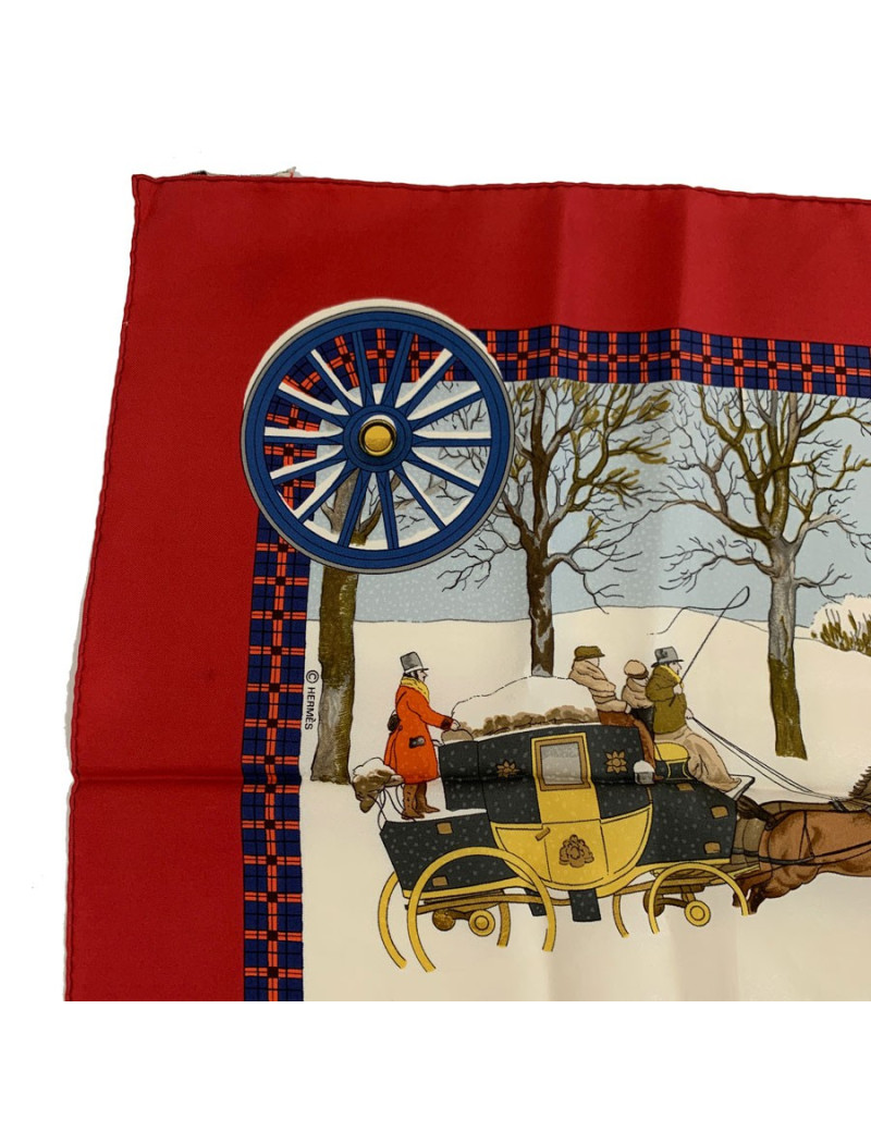 Carré 90 x 90 HERMES "L'hiver en poste"