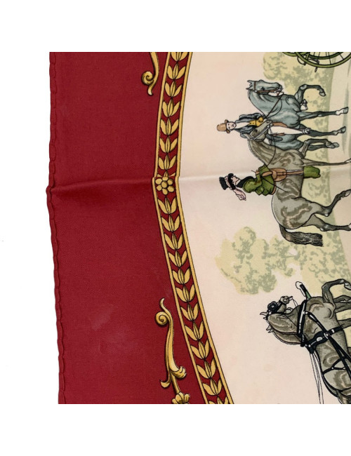 Carré HERMES soie 100 % "Promenade de Longchamps" Vintage