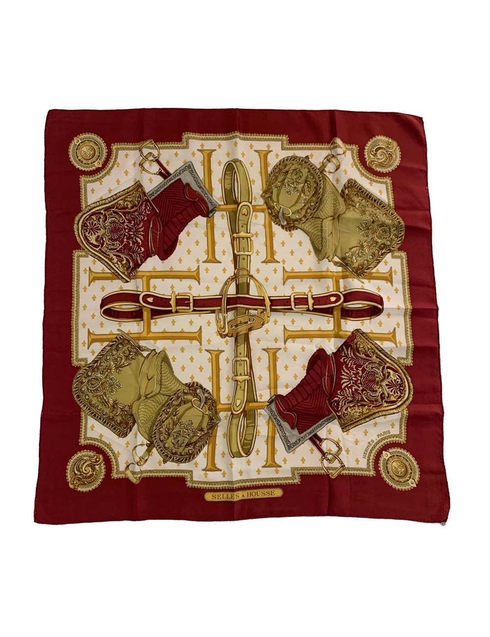 Carré HERMES 90 x 90 soie 100 % "Selles a housse"