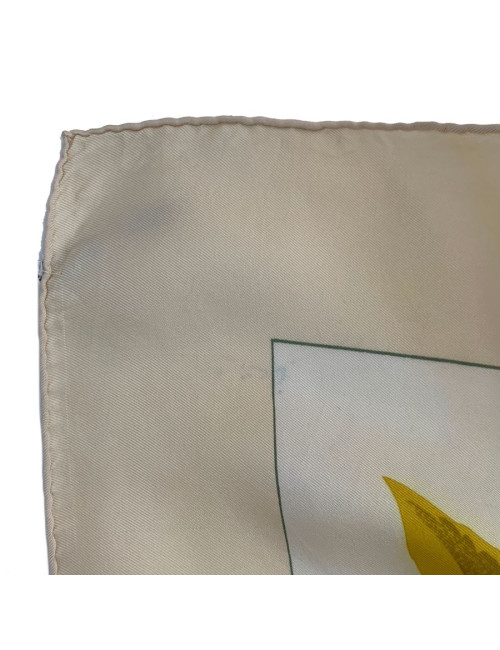 Carré HERMES 'Romantique' Vintage en soie beige
