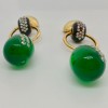 Boucles d'oreille clips pendantes vert émeraude
