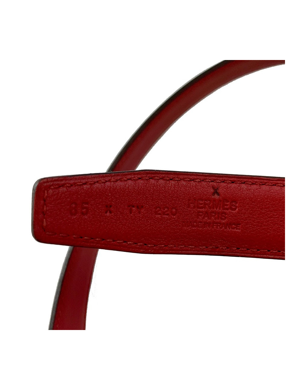 Ceinture HERMES T90 24MM cuir box noir et rouge
