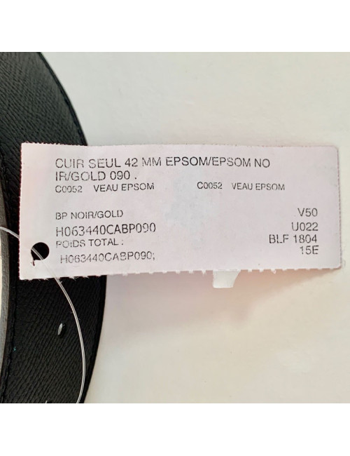 Ceinture HERMES T90 42MM veau epsom noir et gold