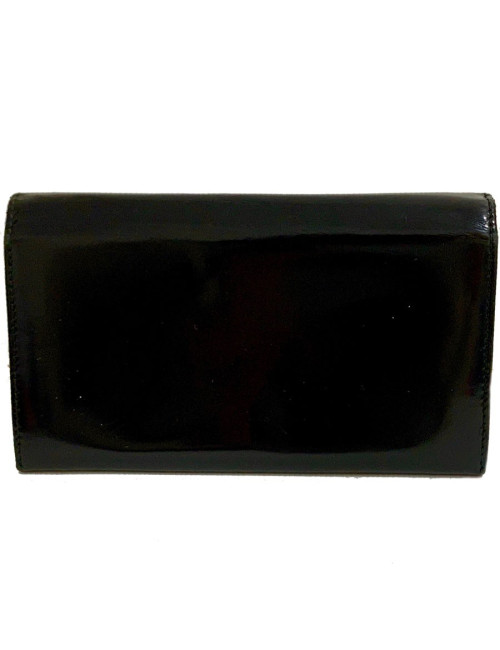 Portefeuille GUCCI cuir verni noir mat