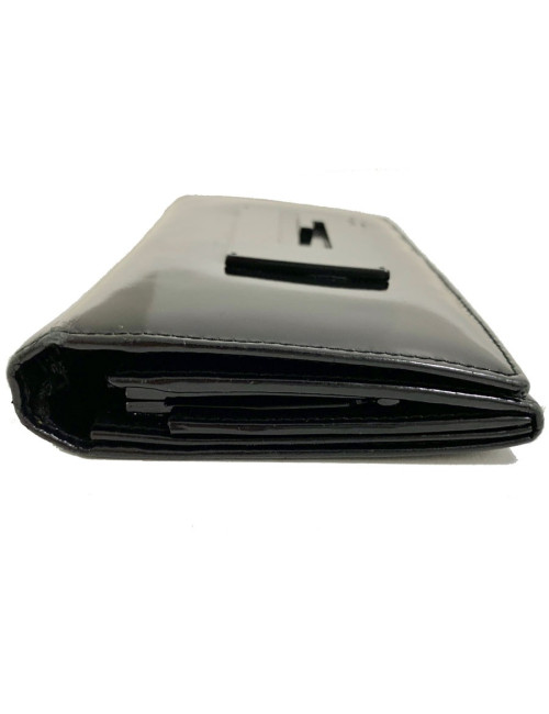 Portefeuille GUCCI cuir verni noir mat