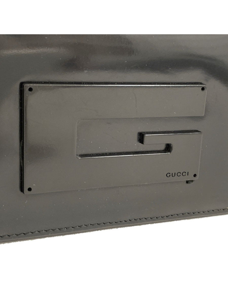 Portefeuille GUCCI cuir verni noir mat