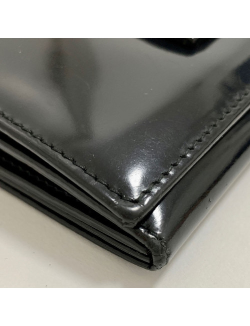 Portefeuille GUCCI cuir verni mat noir