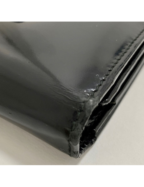 Portefeuille GUCCI cuir verni mat noir