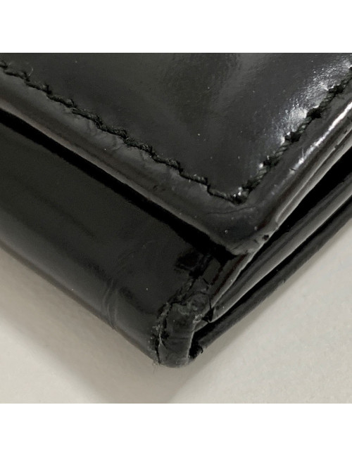 Portefeuille GUCCI cuir verni mat noir