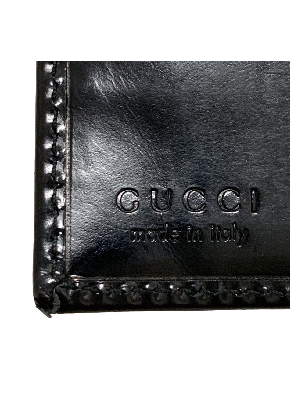 Portefeuille GUCCI cuir verni mat noir