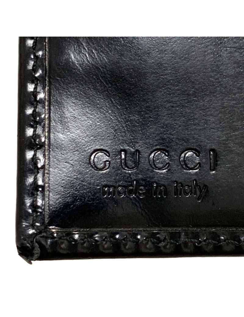 Portefeuille GUCCI cuir verni noir mat