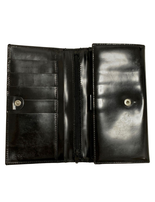 Portefeuille GUCCI cuir verni mat noir
