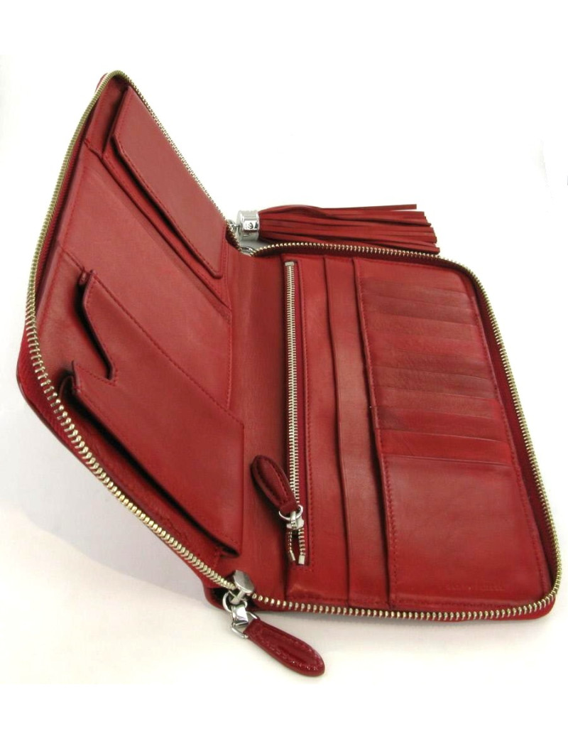 Pochette RALPH LAUREN zippée en cuir verni rouge 