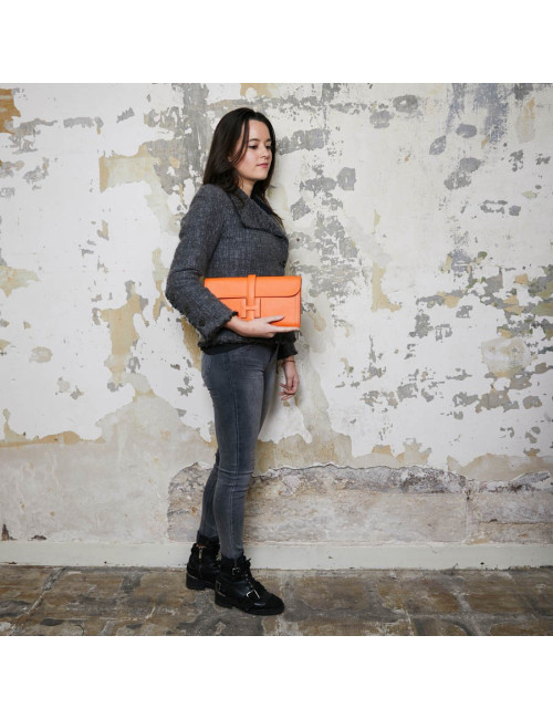 Pochette Jige HERMES cuir orange