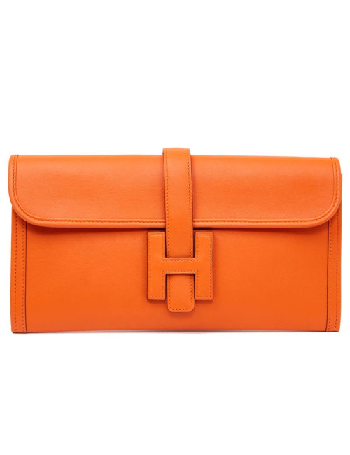 Pochette Jige HERMES cuir orange