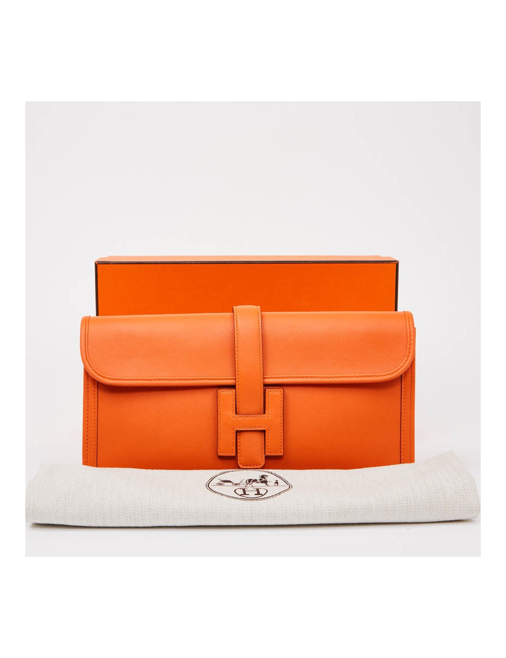 Pochette Jige HERMES cuir orange