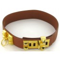 Belt HERMES vintage camel and gold dog collar
