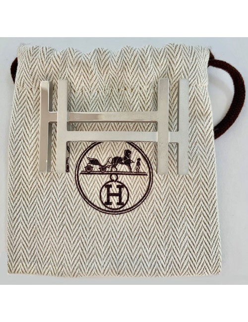 Boucle double H HERMES métal brillant et mat