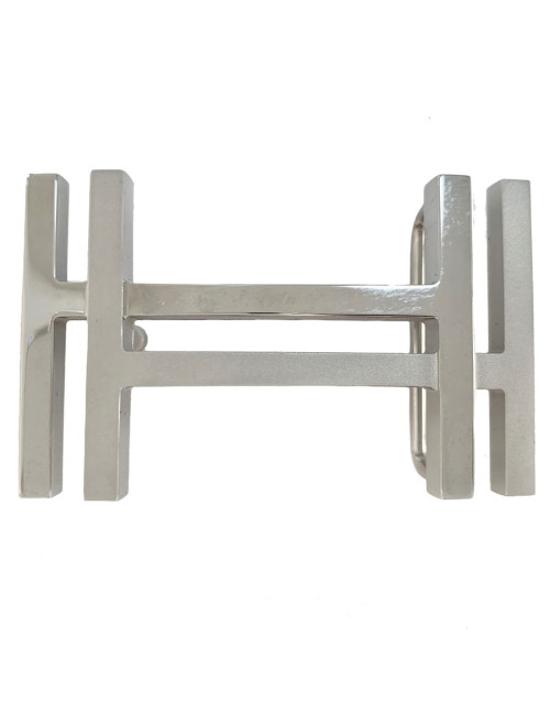 Boucle H en carré HERMES argentée 32 mm