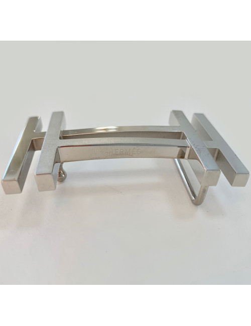 Boucle H en carré HERMES argentée 32 mm