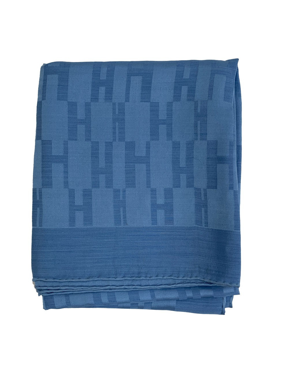 Etole Façonnée Grand H HERMES en soie et laine bleue
