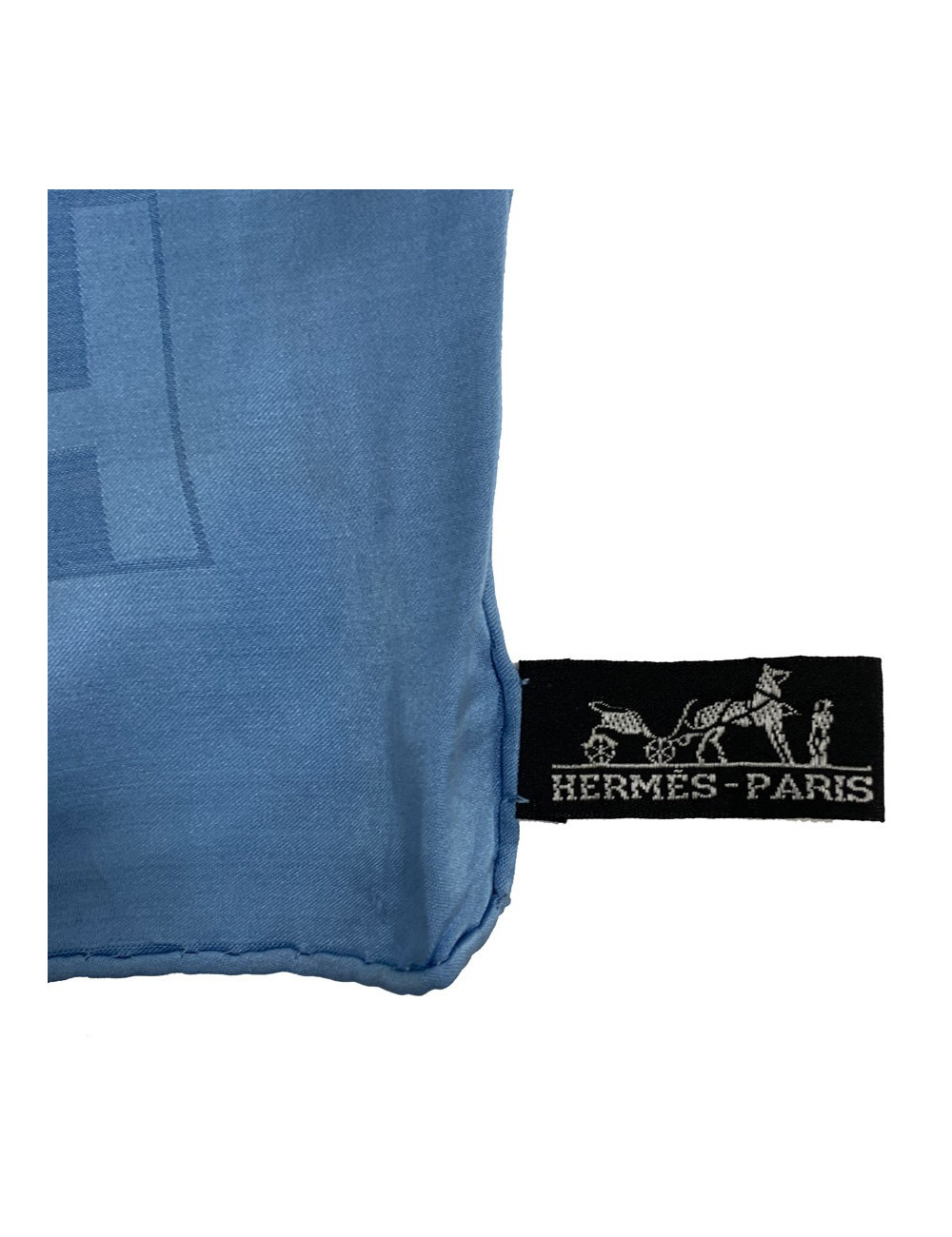 Etole Façonnée Grand H HERMES en soie et laine bleue