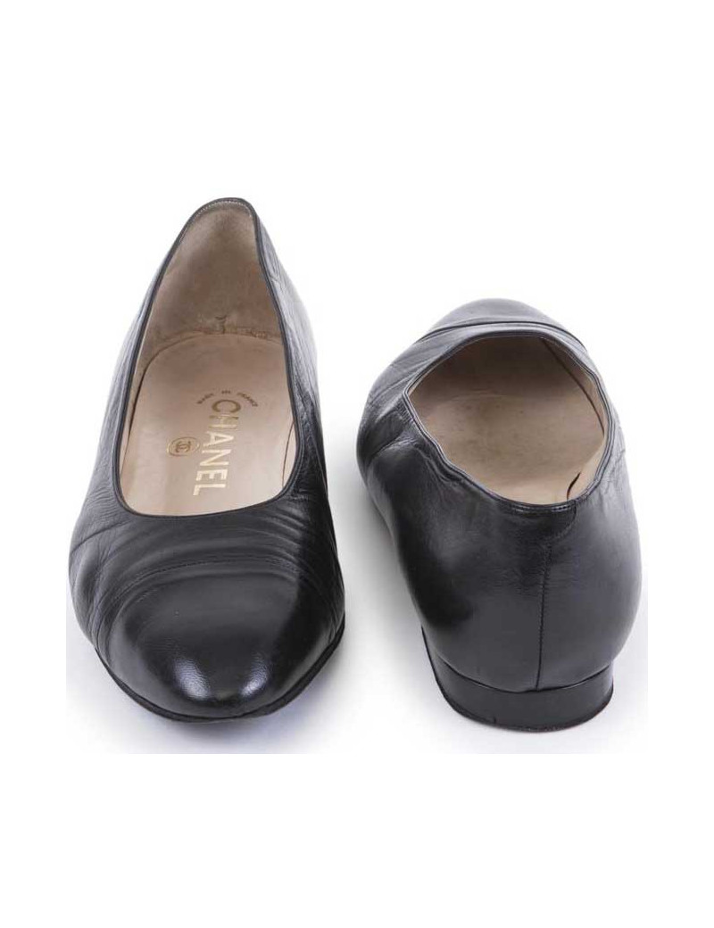 Ballerines CHANEL T 39.5 cuir d'agneau noir