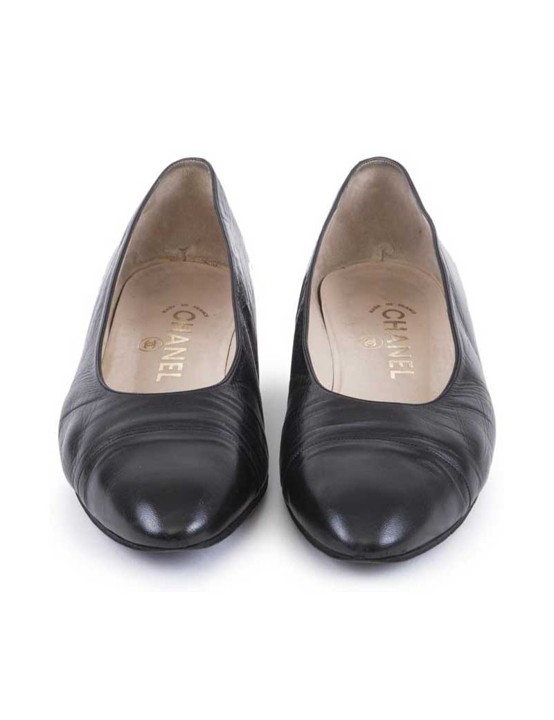 Ballerines CHANEL T 39.5 cuir d'agneau noir