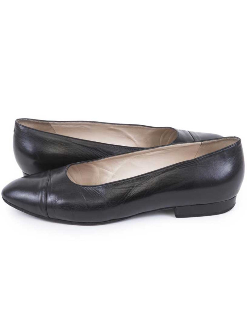 Ballerines CHANEL T 39.5 cuir d'agneau noir
