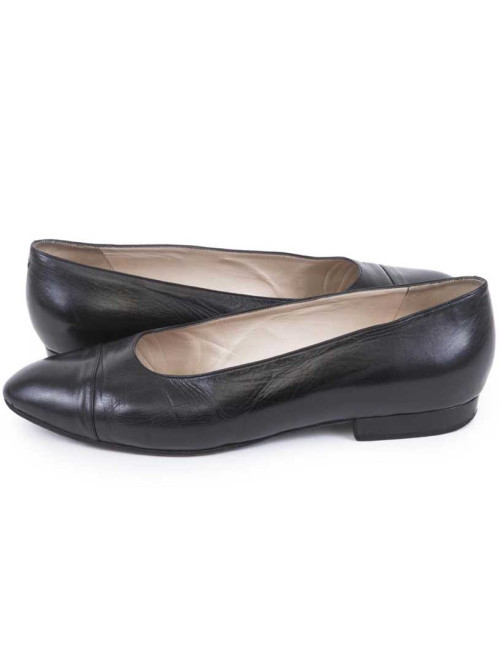 Ballerines CHANEL T 39.5 cuir d'agneau noir