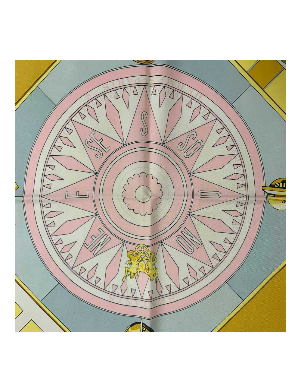 Carré HERMES Sextants rose pâle en soie