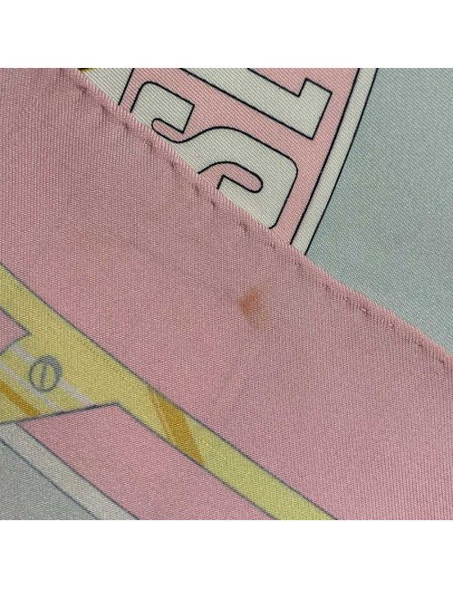 Carré HERMES Sextants rose pâle en soie