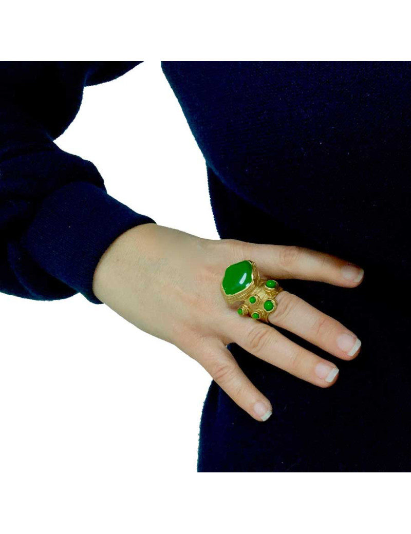 Bague SAINT LAURENT Arty vert lime par Stefano Pilati