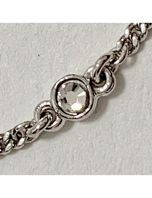 Bracelet DIOR croix strass et métal argenté