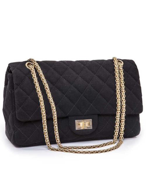 CHANEL 2.55 double flap jumbo bag in black jersey