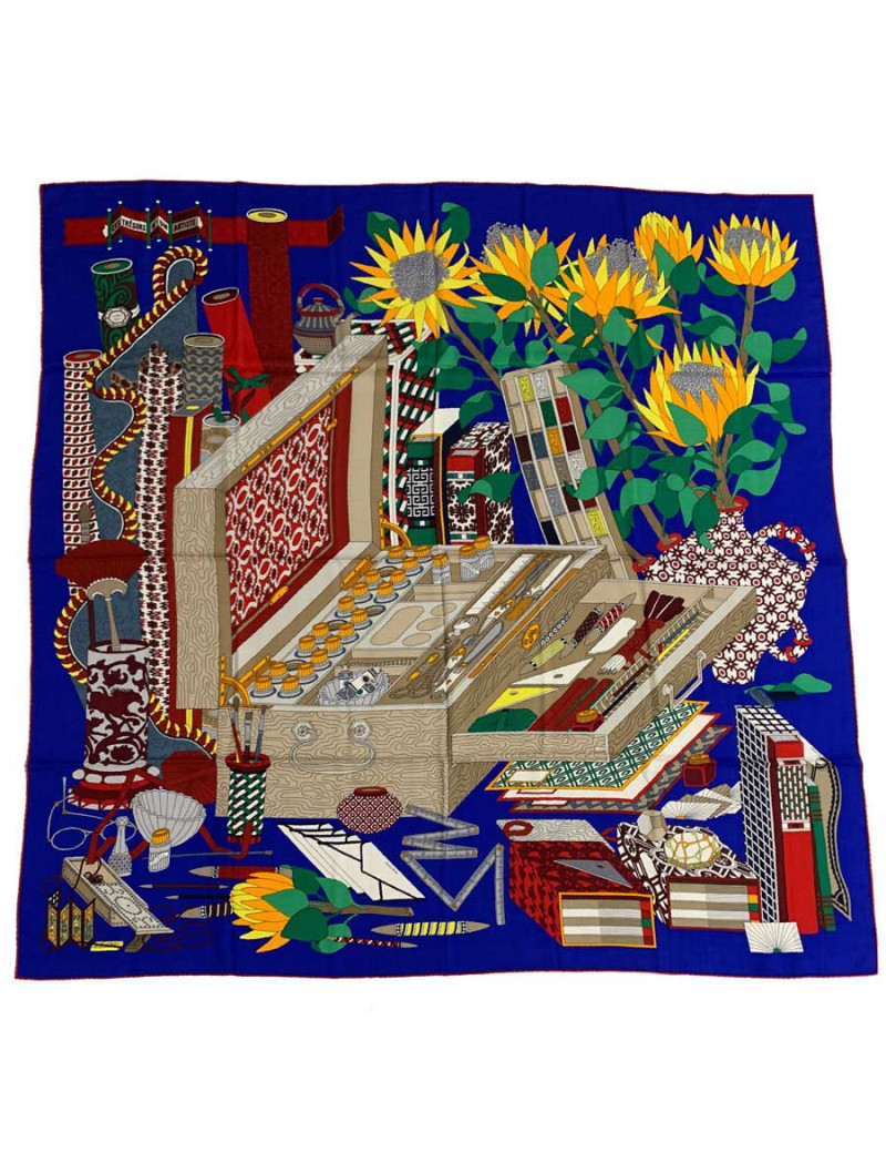 Châle HERMÈS cachemire et soie violet et orange