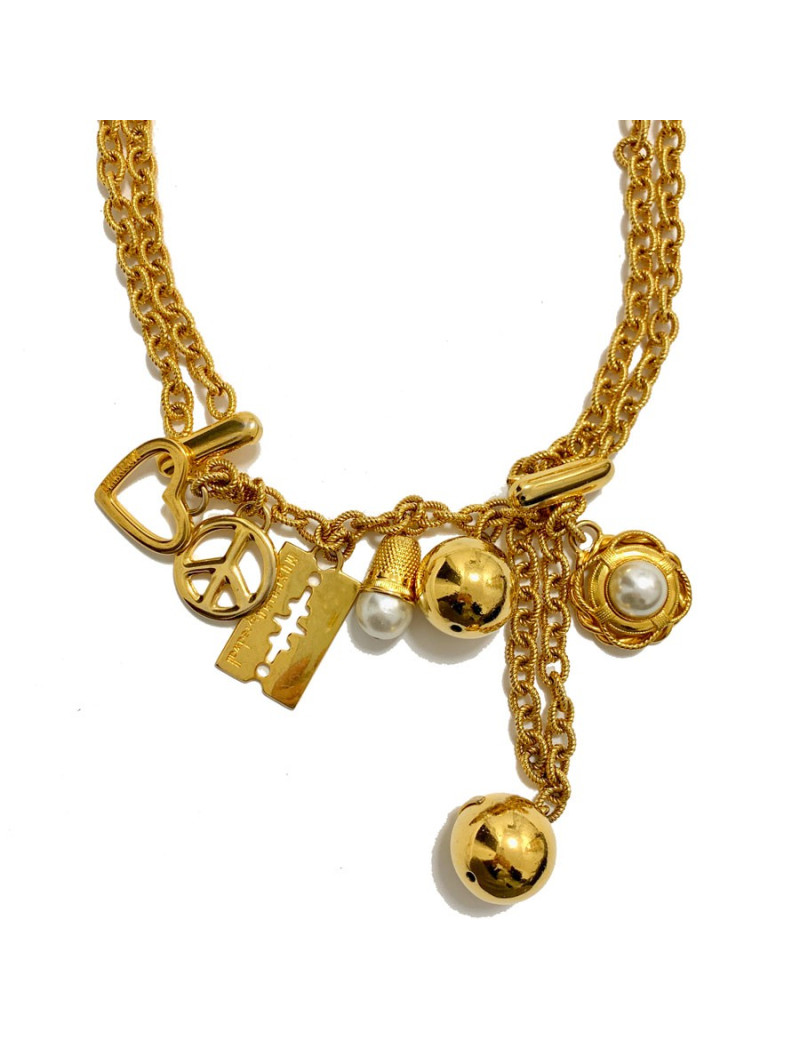 Collier ceinture MOSCHINO by Redwall chaine dorée et charms