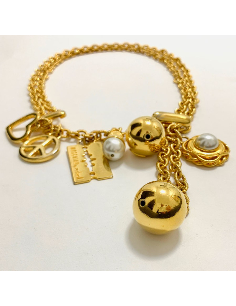 Collier ceinture MOSCHINO by Redwall chaine dorée et charms