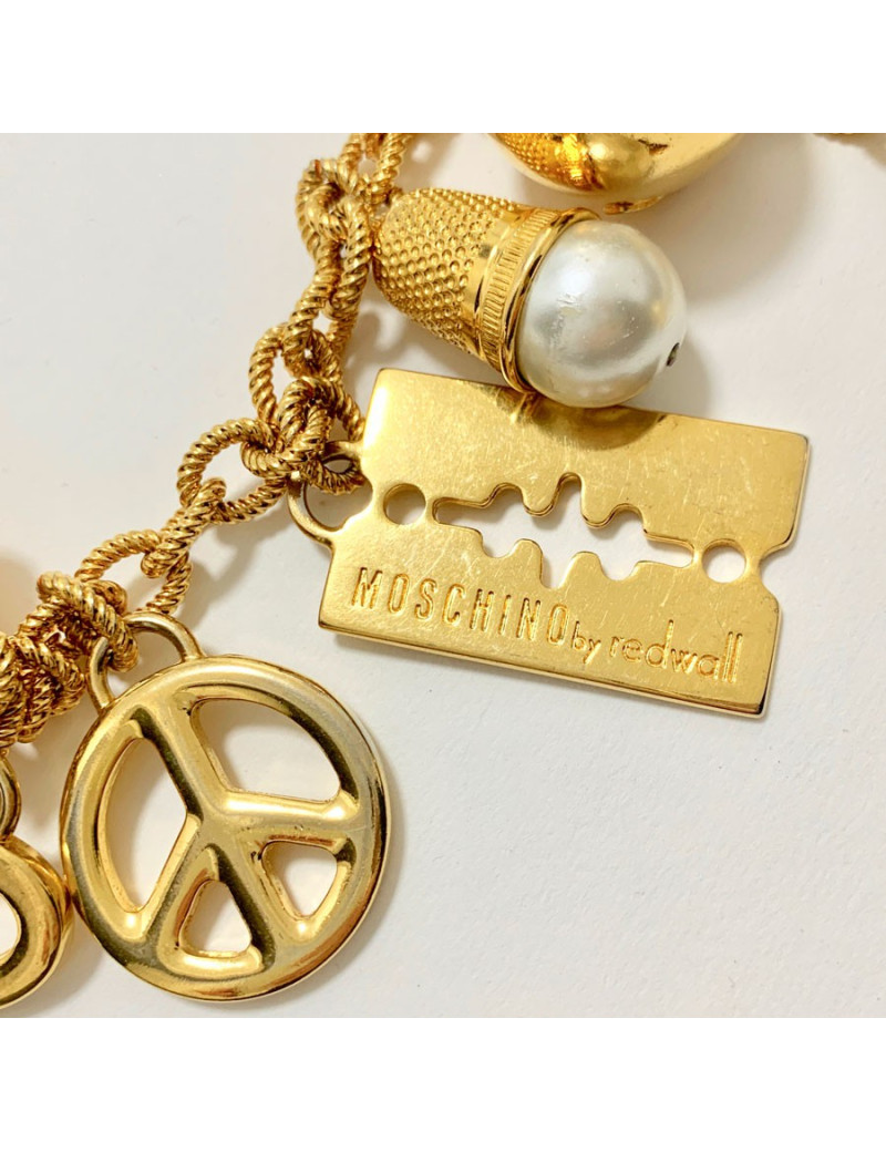 Collier ceinture MOSCHINO by Redwall chaine dorée et charms