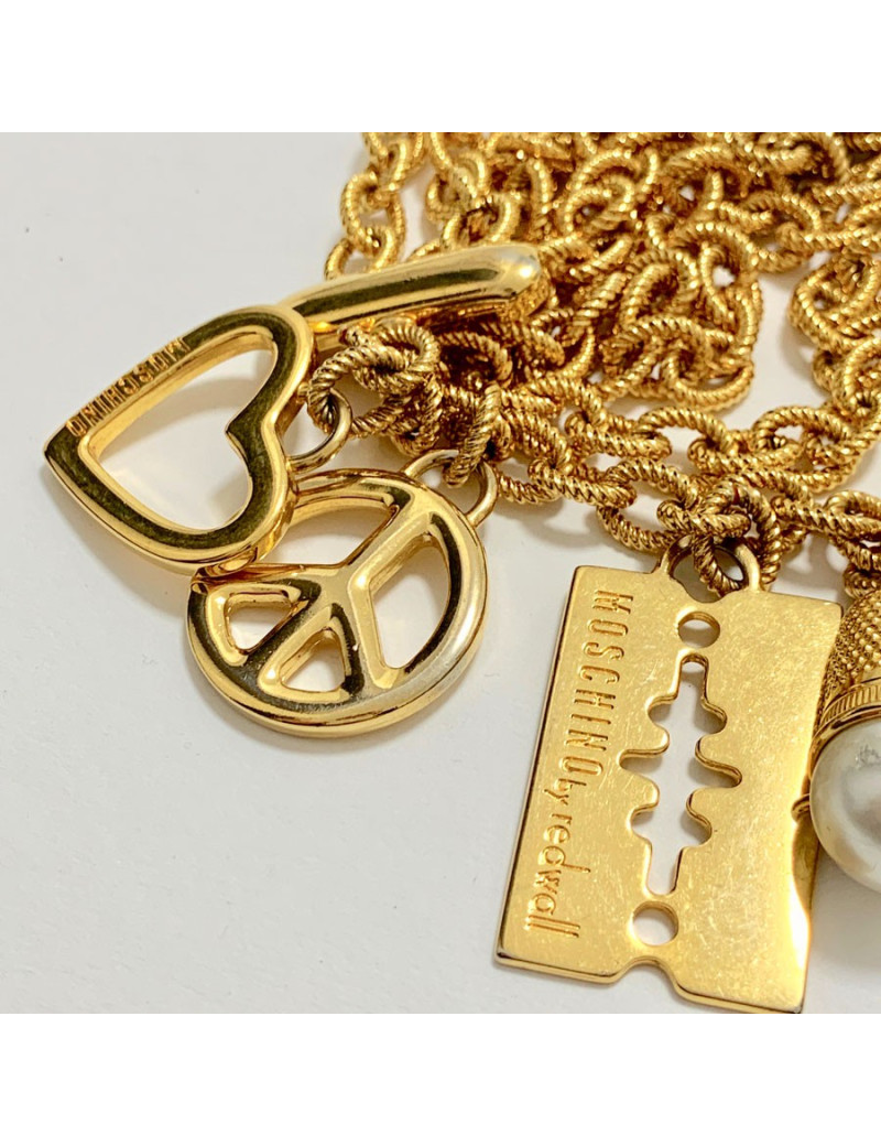 Collier ceinture MOSCHINO by Redwall chaine dorée et charms