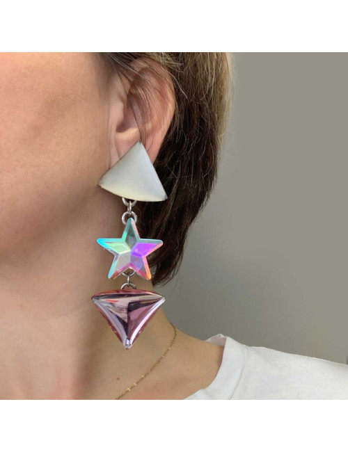 MANQUE PA Clips d'oreilles fantaisie étoile  vintage en résine