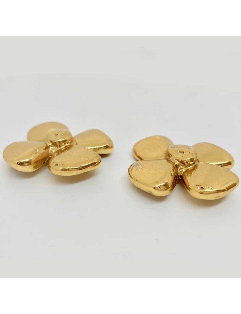 Clips trèfles Saint LAURENT vintage en métal doré