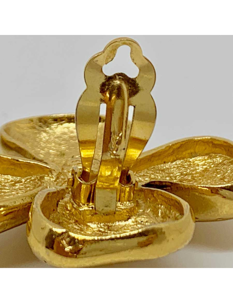 Clips trèfles Saint LAURENT vintage en métal doré