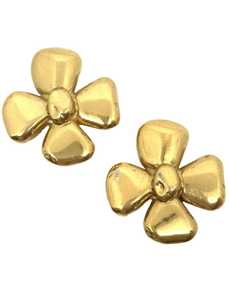 Clips trèfles Saint LAURENT vintage en métal doré