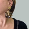 Boucles d'oreilles clips feuille bronze et doré vintage non signées