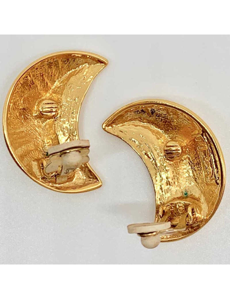 Clips croissant de lune YSL vintage en métal doré
