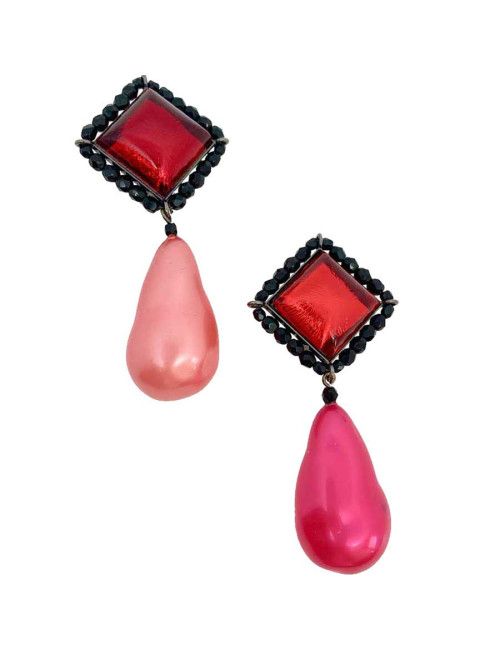 Boucles d'oreilles pendantes rose