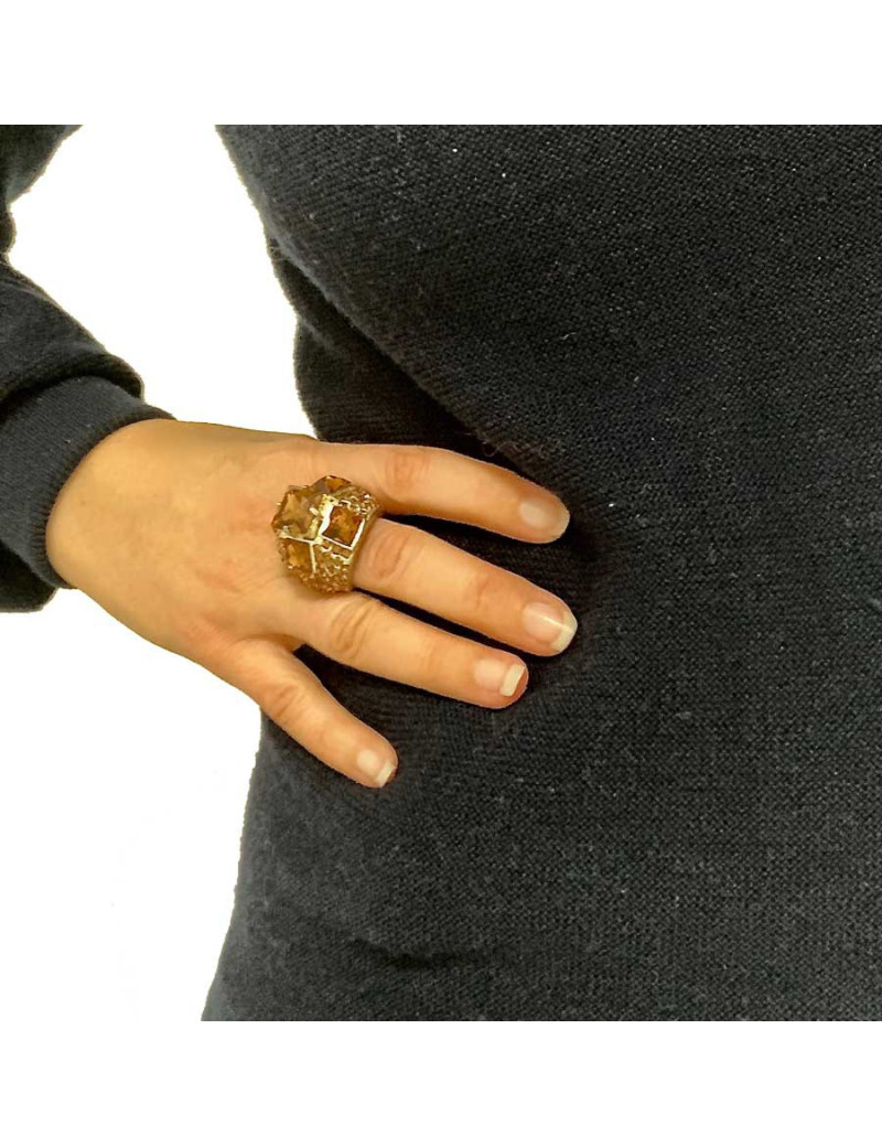 Bague Jean-Paul GAULTIER strass ambre