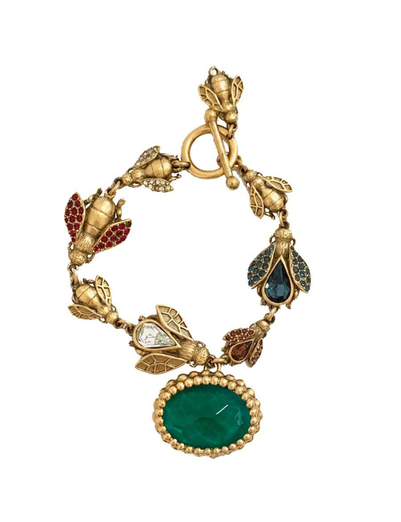 Bracelet Abeille doré en métal non signé 