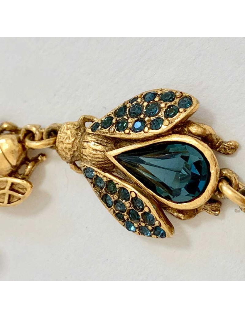 Bracelet Abeille doré en métal non signé 